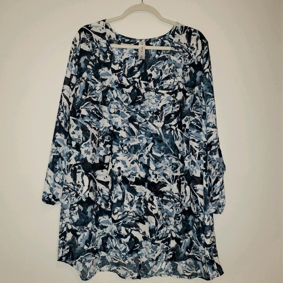 pure energy Plus Size 3/4 Sleeve Pull Over Blouse - Blue, Black, White 180 - Picture 1 of 10